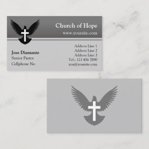De Visite Carte église Dove avec Cross Grey