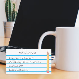 De Visite Carte flashcard personnalisée du tuteur privé