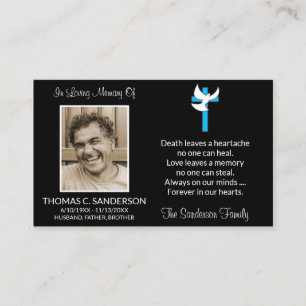 De Visite Carte funéraire photo classique Blue Cross Dove