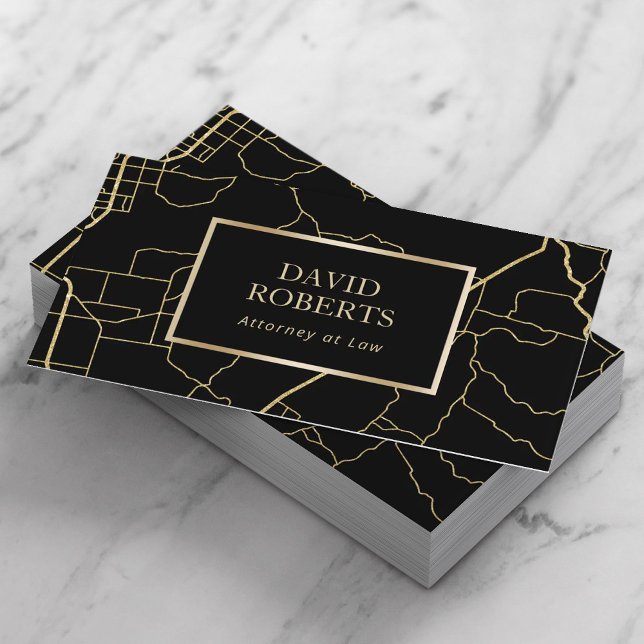 De Visite Carte géométrique moderne Black & Gold Avocat Proc (Créateur téléchargé)