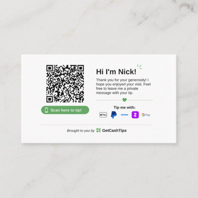 De Visite Carte GetCashTips (Devant)