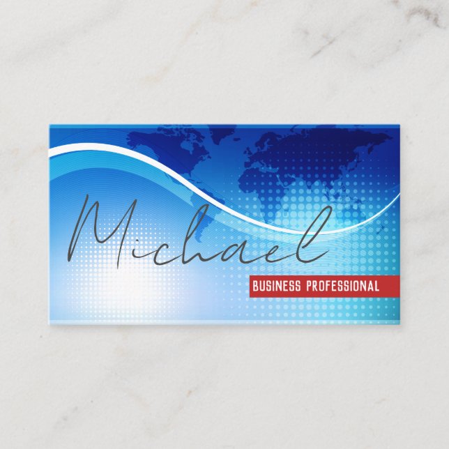 De Visite Carte globale fond bleu (Devant)