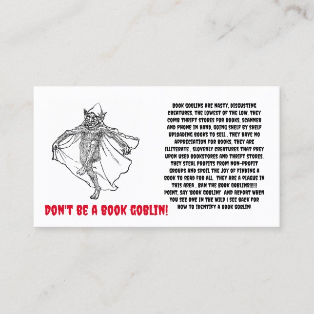 De Visite Carte Goblin Book (Devant)