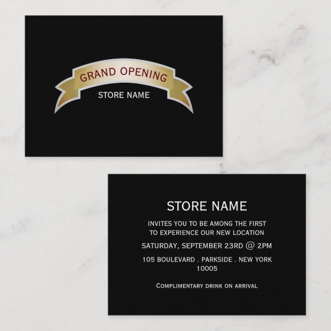 De Visite Carte Gold Banner Grand Ouverture (Devant / Derrière)