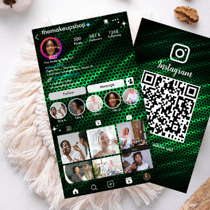 De Visite Carte Instagram QR en Nid d'Abeille Vert Moderne