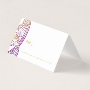 De Visite Carte Mariage Paisley Indian Purple and Gold