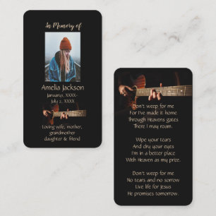 De Visite Carte mémoire chrétienne mémorial Musique Guitare