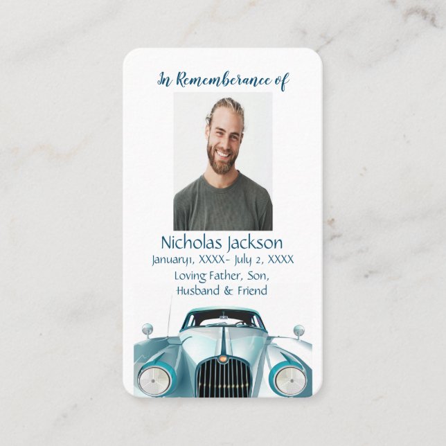 De Visite Carte mémoire commémorative Véhicule automobile Vi (Devant)