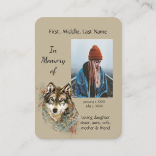 De Visite Carte mémoire Memorial Aquarelle Wolf Animaux
