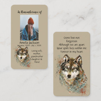 De Visite Carte mémoire Memorial Aquarelle Wolf Animaux