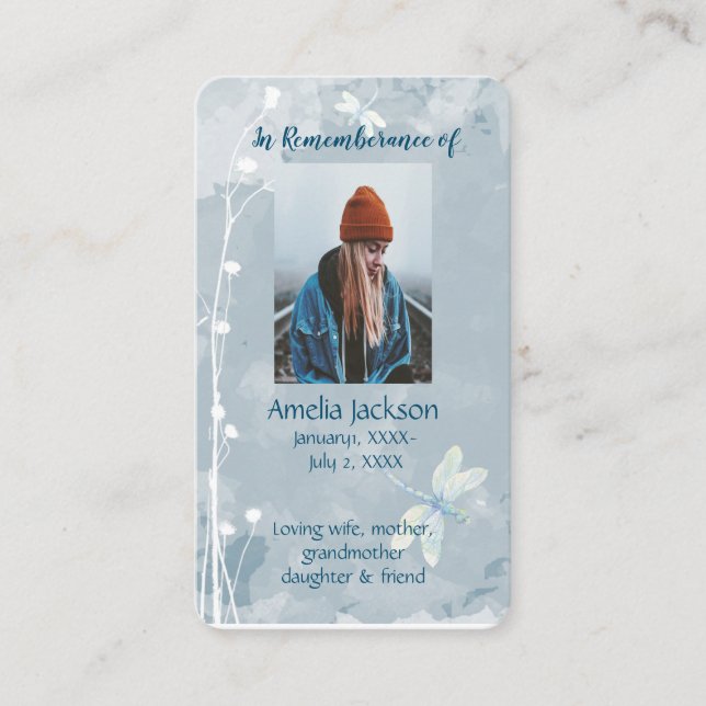 De Visite Carte mémoire mémorial Fleur blanche (Devant)