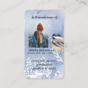 De Visite Carte mémoire mémorial oiseau mésange