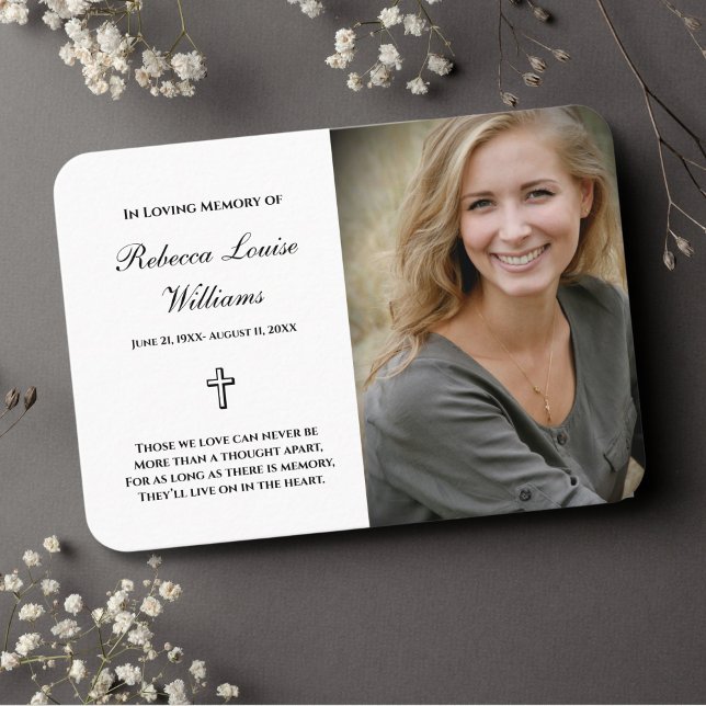 De Visite Carte Mémorial avec photo Funéraire Blanc (Photo Memorial Prayer Card)