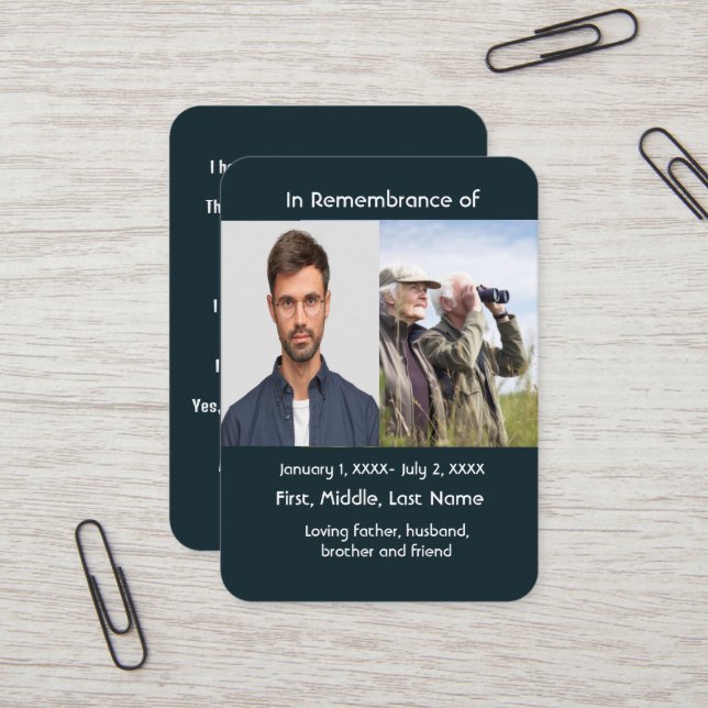 De Visite Carte Memorial Pocket Card Oiseaux Observation d'o (Devant/Arrière en situation)