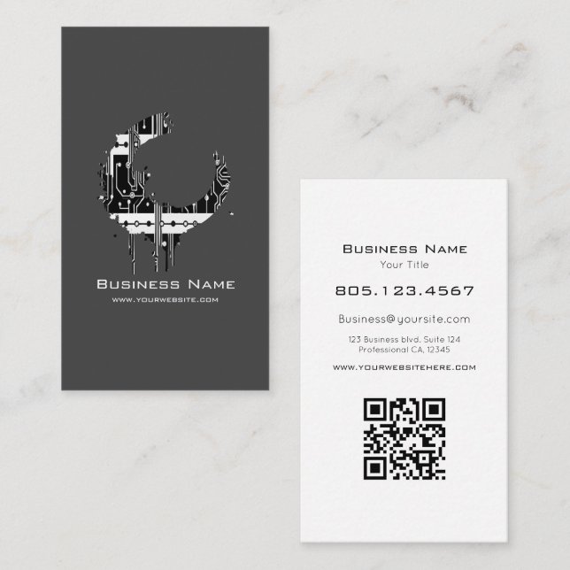 De Visite Carte mère noir et blanc en spirale • Modifiable s (Devant / Derrière)