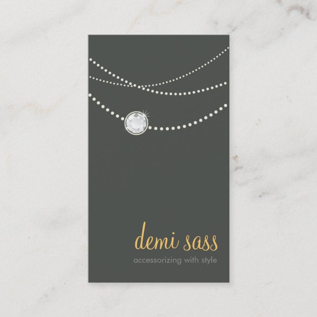De Visite carte moderne funky élégant collier gris jaune (Devant)