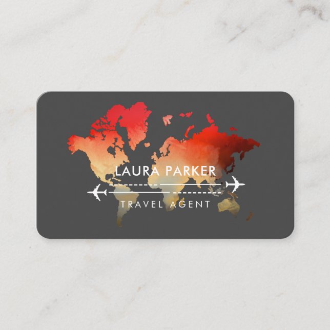 De Visite  Carte Mondiale Voyage Agent Vacances Services Rou (Devant)