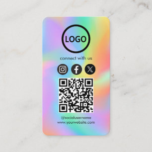 De Visite Carte personnalisée Social Media QR Code Rainbow H