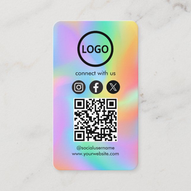 De Visite Carte personnalisée Social Media QR Code Rainbow H (Devant)