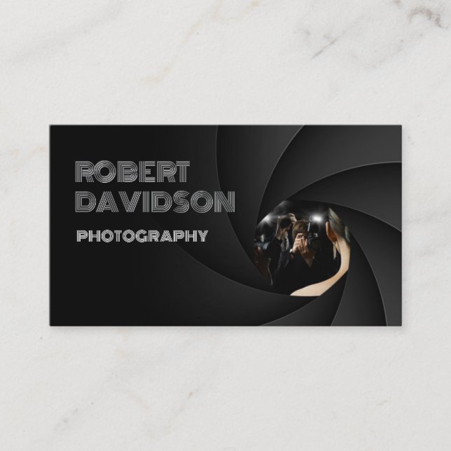De Visite Carte Photographe Simple Black The Lens Focus (Devant)