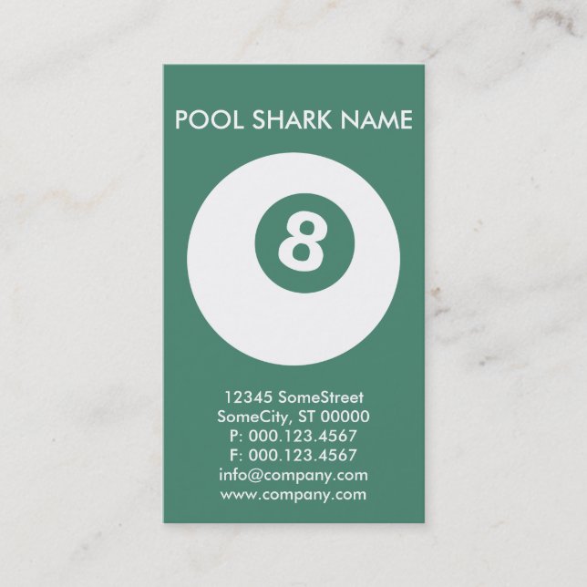 De Visite carte POOL SHARK personnalisée (Devant)