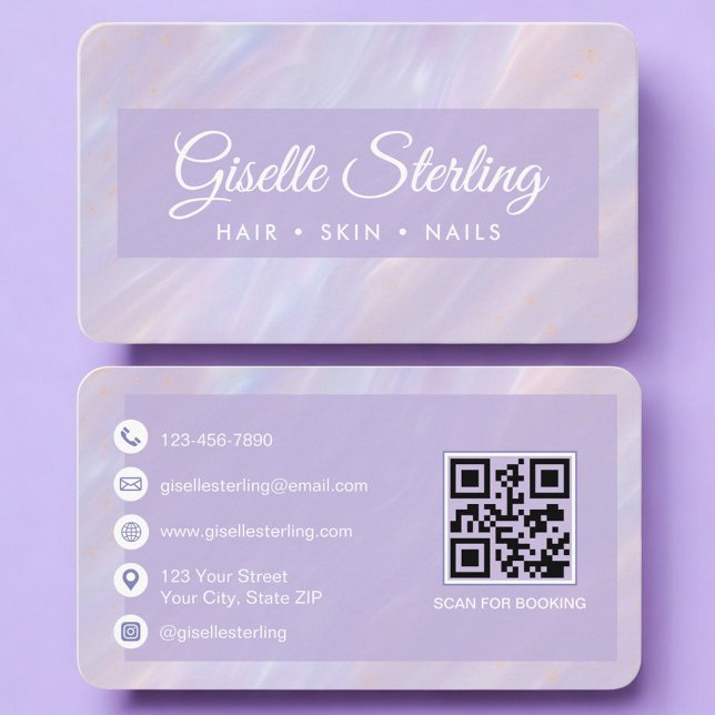 De Visite Carte professionnelle QR Code iridescent violet (Créateur téléchargé)
