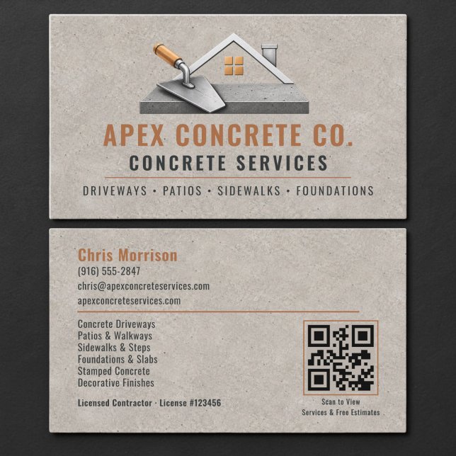 De Visite Carte professionnelle QR Code pour béton (Créateur téléchargé)