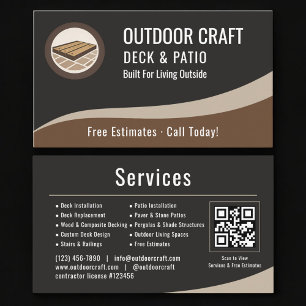 De Visite Carte professionnelle QR Code pour terrasse et vér