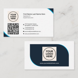 De Visite Carte professionnelle QR moderne bleu marine pour