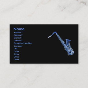De Visite Carte profil bleu saxophone