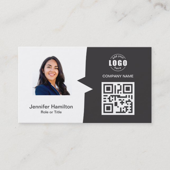 De Visite Carte QRCode professionnelle - Gris photo (Devant)