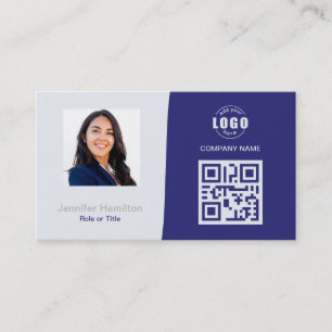 De Visite Carte QRCode professionnelle photo bleu gris