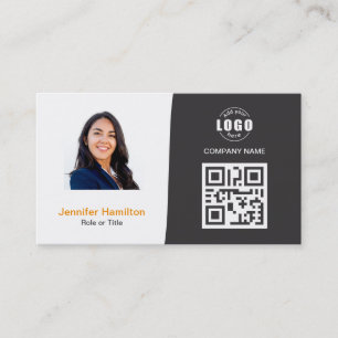 De Visite Carte QRCode professionnelle photo gris orange