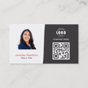 De Visite Carte QRCode professionnelle photo gris rouge