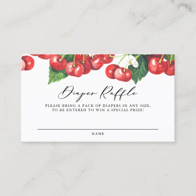 De Visite Carte Raffin Watercolor Red Cherries Garland Diape (Devant)