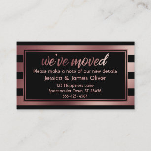 De Visite Carte Rose Gold Ombre Stripes "We ve Moved" (Nous 