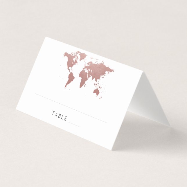 De Visite Carte rose Gold Pink World Carte Wanderlust Place (Devant)
