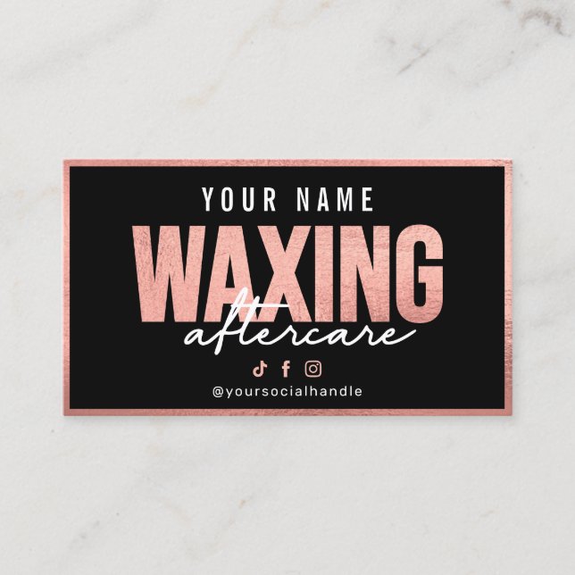 De Visite Carte rose Gold Waxing Aftercare (Devant)