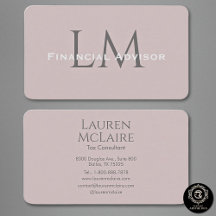 Carte Rose Monogramme pour Petite Entreprise