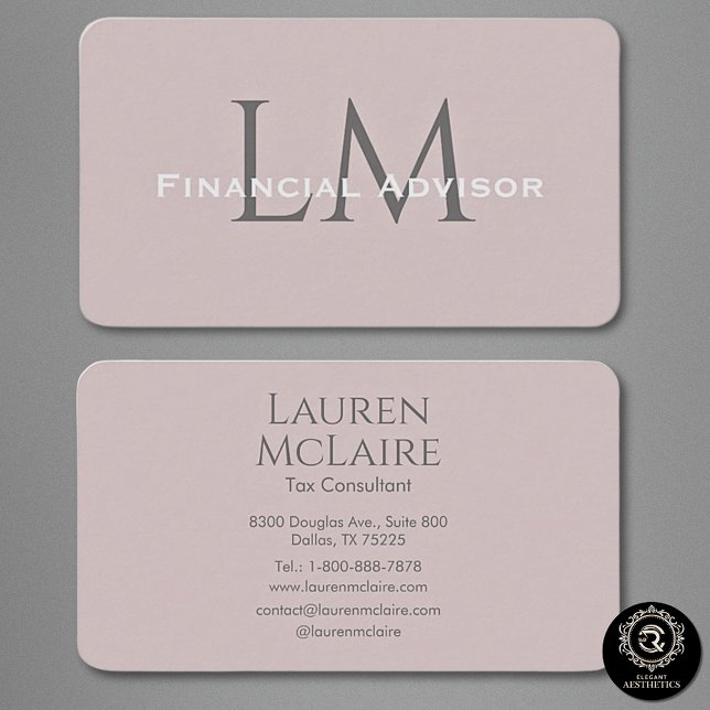 De Visite Carte Rose Monogramme pour Petite Entreprise (Créateur téléchargé)