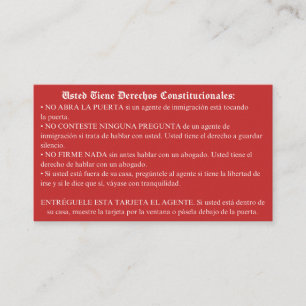 De Visite Carte rouge espagnole - Carte des droits d'immigra