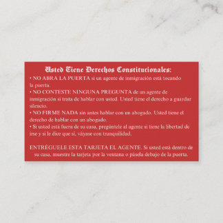 De Visite Carte rouge espagnole - Carte des droits d'immigra