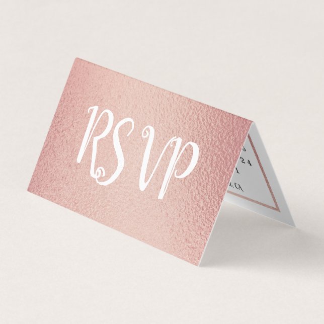 De Visite Carte RSVP Calendrier Gold Rose moderne (Devant)