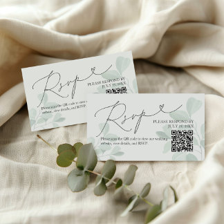 De Visite Carte RSVP Whimsical Eucalyptus Greenery Wedding