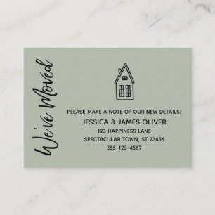 De Visite Carte Sage "Nous avons déménagé" avec dessin Li