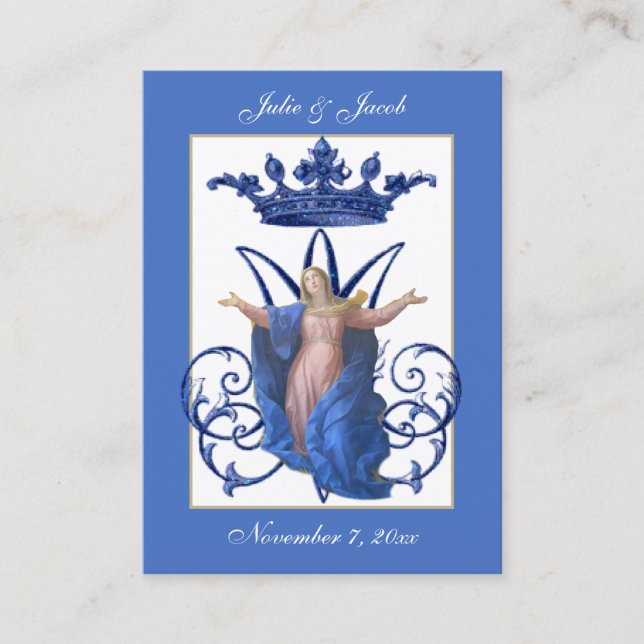 De Visite Carte Sainte Marie Catholique pour Mariage (Devant)