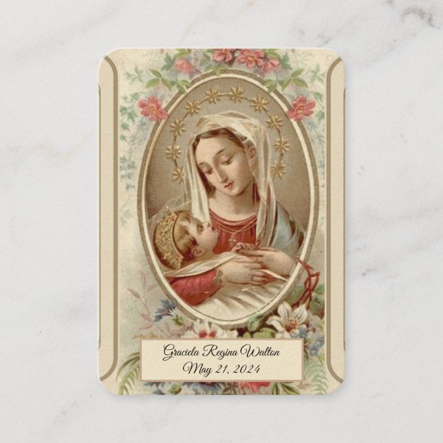 De Visite Carte Sainte Vierge Baptême Commémoratif (Devant)