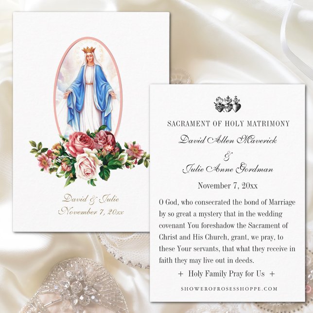 De Visite Carte Sainte Vierge Marie pour mariage catholique  (Créateur téléchargé)