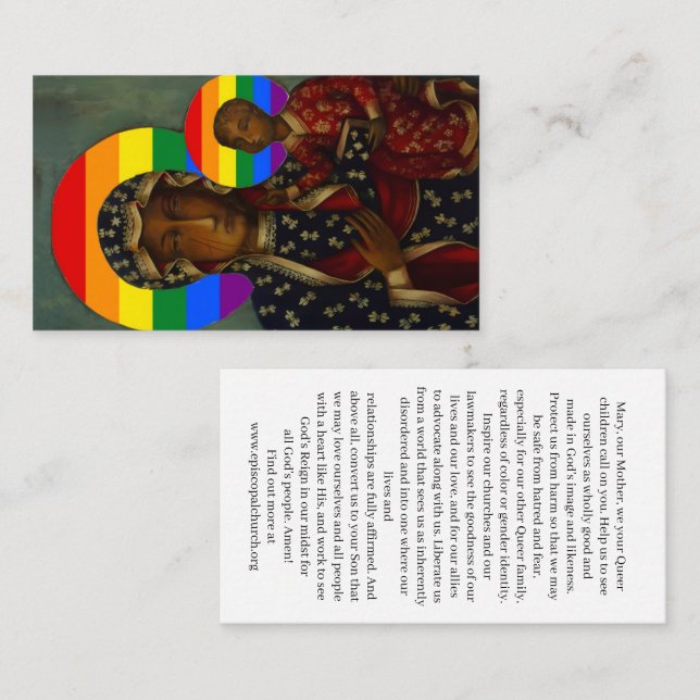 De Visite Carte Sainte Vierge Noire Arc-en-Ciel (Devant / Derrière)