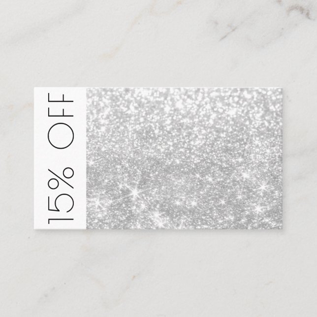 De Visite Carte Silver Shimmer et Sparkle 15 % remise (Devant)